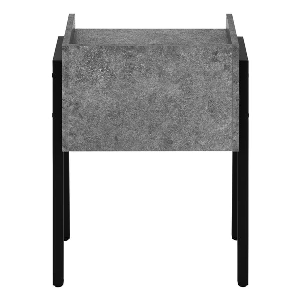 Monarch Specialties Accent Table, Side, End, Nightstand, Lamp, Living Room, Bedroom, Grey Laminate, Black Metal, Contemporary, Modern Grey,Black, Black Metal,Particle Board I 3584