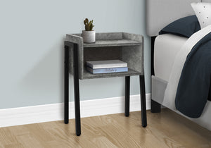 Monarch Specialties Accent Table, Side, End, Nightstand, Lamp, Living Room, Bedroom, Grey Laminate, Black Metal, Contemporary, Modern Grey,Black, Black Metal,Particle Board I 3584