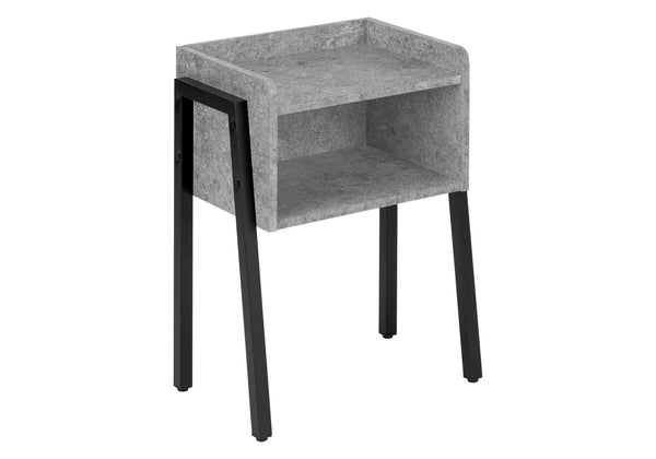 Monarch Specialties Accent Table, Side, End, Nightstand, Lamp, Living Room, Bedroom, Grey Laminate, Black Metal, Contemporary, Modern Grey,Black, Black Metal,Particle Board I 3584