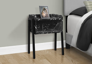 Monarch Specialties Accent Table, Side, End, Nightstand, Lamp, Living Room, Bedroom, Black Marble Look Laminate, Black Metal, Contemporary, Modern Black Metal,Particle Board I 3590