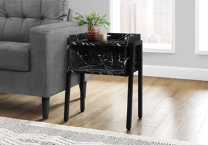 Monarch Specialties Accent Table, Side, End, Nightstand, Lamp, Living Room, Bedroom, Black Marble Look Laminate, Black Metal, Contemporary, Modern Black Metal,Particle Board I 3590