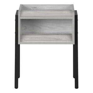 Monarch Specialties Accent Table, Side, End, Nightstand, Lamp, Living Room, Bedroom, Grey Laminate, Black Metal, Contemporary, Modern Grey,Black, Black Metal,Particle Board I 3591