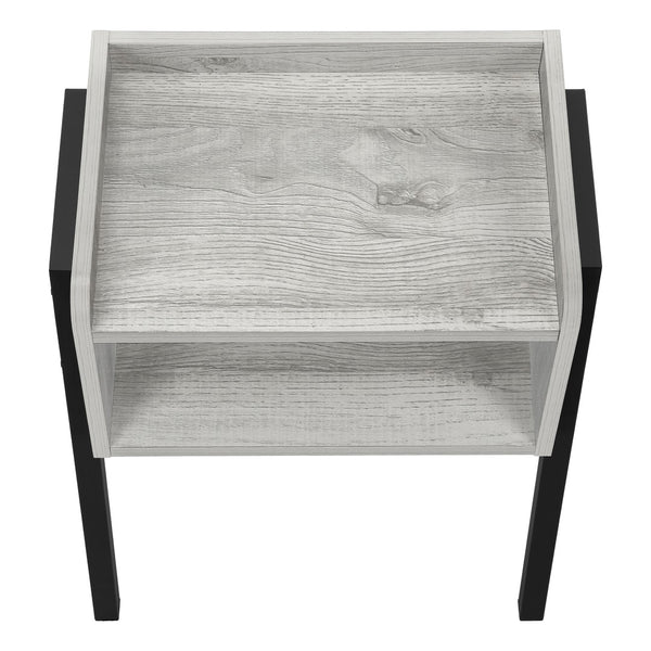 Monarch Specialties Accent Table, Side, End, Nightstand, Lamp, Living Room, Bedroom, Grey Laminate, Black Metal, Contemporary, Modern Grey,Black, Black Metal,Particle Board I 3591