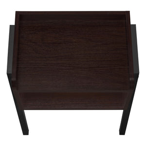 Monarch Specialties Accent Table, Side, End, Nightstand, Lamp, Living Room, Bedroom, Brown Laminate, Black Metal, Contemporary, Modern Espresso,Black, Black Metal,Particle Board I 3593