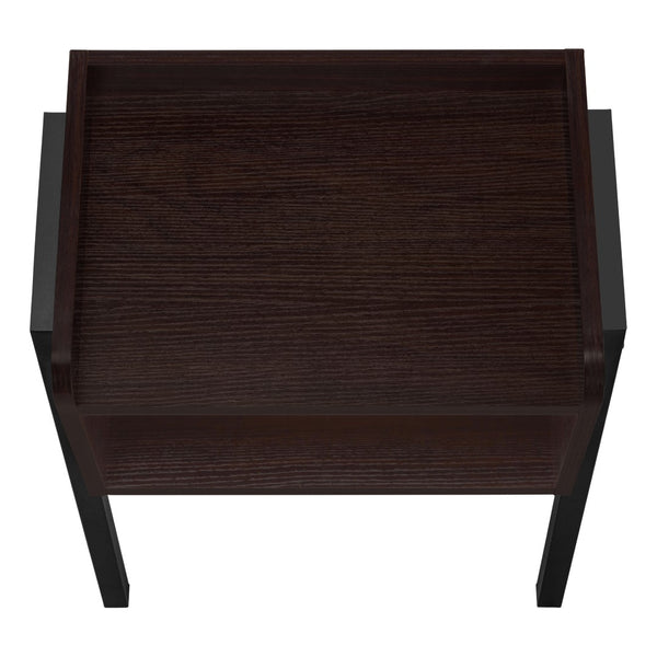 Monarch Specialties Accent Table, Side, End, Nightstand, Lamp, Living Room, Bedroom, Brown Laminate, Black Metal, Contemporary, Modern Espresso,Black, Black Metal,Particle Board I 3593