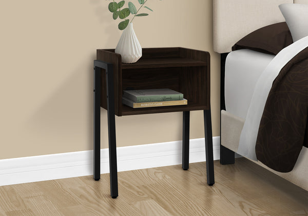 Monarch Specialties Accent Table, Side, End, Nightstand, Lamp, Living Room, Bedroom, Brown Laminate, Black Metal, Contemporary, Modern Espresso,Black, Black Metal,Particle Board I 3593