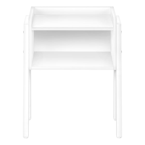 Monarch Specialties Accent Table, Side, End, Nightstand, Lamp, Living Room, Bedroom, White Laminate, White Metal, Contemporary, Modern White,White, White Metal,Particle Board I 3594