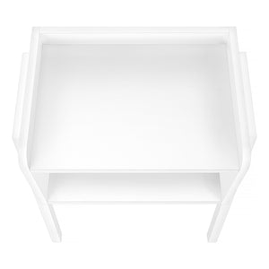 Monarch Specialties Accent Table, Side, End, Nightstand, Lamp, Living Room, Bedroom, White Laminate, White Metal, Contemporary, Modern White,White, White Metal,Particle Board I 3594