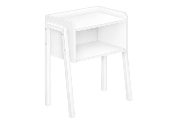 Monarch Specialties Accent Table, Side, End, Nightstand, Lamp, Living Room, Bedroom, White Laminate, White Metal, Contemporary, Modern White,White, White Metal,Particle Board I 3594