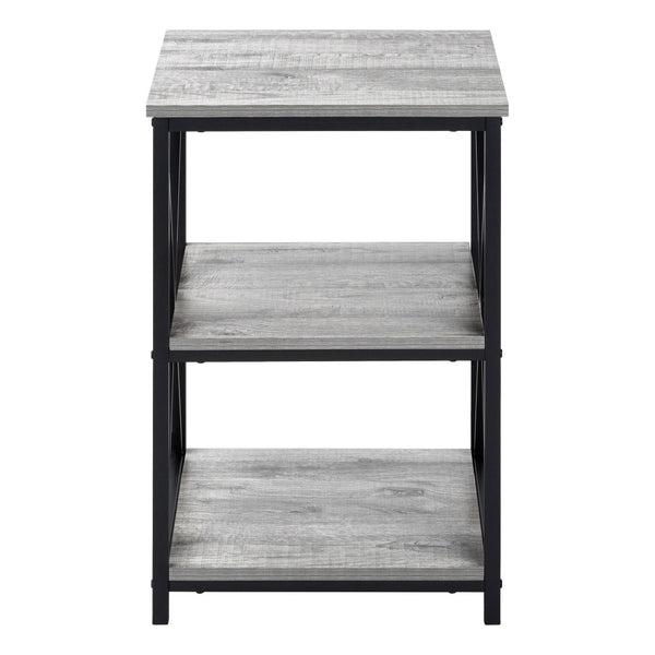 Monarch Specialties Accent Table, Side, End, Nightstand, Lamp, Living Room, Bedroom, Grey Laminate, Black Metal, Contemporary, Modern Grey,Black, Black Metal,Particle Board I 3596