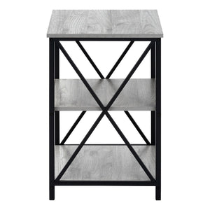 Monarch Specialties Accent Table, Side, End, Nightstand, Lamp, Living Room, Bedroom, Grey Laminate, Black Metal, Contemporary, Modern Grey,Black, Black Metal,Particle Board I 3596