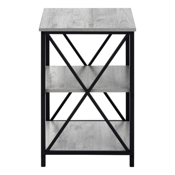 Monarch Specialties Accent Table, Side, End, Nightstand, Lamp, Living Room, Bedroom, Grey Laminate, Black Metal, Contemporary, Modern Grey,Black, Black Metal,Particle Board I 3596