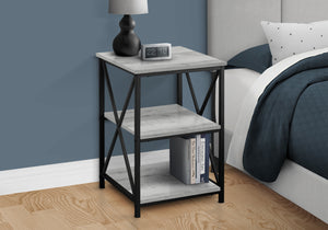 Monarch Specialties Accent Table, Side, End, Nightstand, Lamp, Living Room, Bedroom, Grey Laminate, Black Metal, Contemporary, Modern Grey,Black, Black Metal,Particle Board I 3596