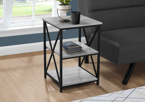 Monarch Specialties Accent Table, Side, End, Nightstand, Lamp, Living Room, Bedroom, Grey Laminate, Black Metal, Contemporary, Modern Grey,Black, Black Metal,Particle Board I 3596