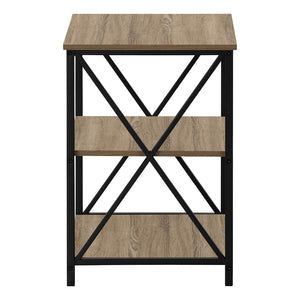 Monarch Specialties Accent Table, Side, End, Nightstand, Lamp, Living Room, Bedroom, Brown Laminate, Black Metal, Contemporary, Modern Dark Taupe,Black, Black Metal,Particle Board I 3597