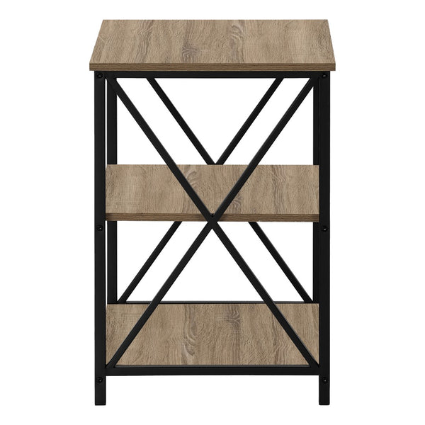 Monarch Specialties Accent Table, Side, End, Nightstand, Lamp, Living Room, Bedroom, Brown Laminate, Black Metal, Contemporary, Modern Dark Taupe,Black, Black Metal,Particle Board I 3597
