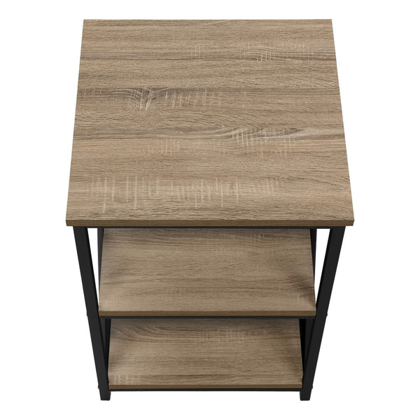 Monarch Specialties Accent Table, Side, End, Nightstand, Lamp, Living Room, Bedroom, Brown Laminate, Black Metal, Contemporary, Modern Dark Taupe,Black, Black Metal,Particle Board I 3597