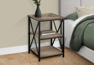 Monarch Specialties Accent Table, Side, End, Nightstand, Lamp, Living Room, Bedroom, Brown Laminate, Black Metal, Contemporary, Modern Dark Taupe,Black, Black Metal,Particle Board I 3597