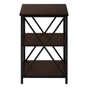 Monarch Specialties Accent Table, Side, End, Nightstand, Lamp, Living Room, Bedroom, Brown Laminate, Black Metal, Contemporary, Modern Espresso,Black, Black Metal,Particle Board I 3598