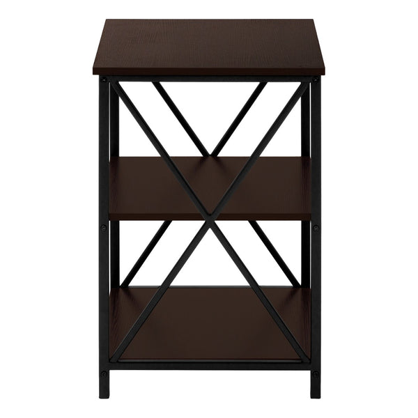 Monarch Specialties Accent Table, Side, End, Nightstand, Lamp, Living Room, Bedroom, Brown Laminate, Black Metal, Contemporary, Modern Espresso,Black, Black Metal,Particle Board I 3598