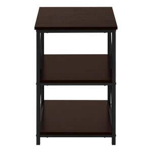 Monarch Specialties Accent Table, Side, End, Nightstand, Lamp, Living Room, Bedroom, Brown Laminate, Black Metal, Contemporary, Modern Espresso,Black, Black Metal,Particle Board I 3598