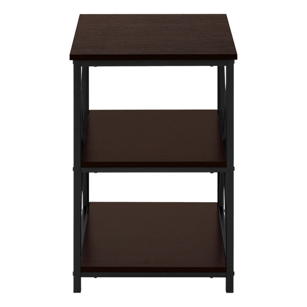 Monarch Specialties Accent Table, Side, End, Nightstand, Lamp, Living Room, Bedroom, Brown Laminate, Black Metal, Contemporary, Modern Espresso,Black, Black Metal,Particle Board I 3598
