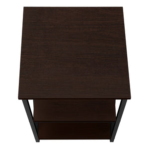 Monarch Specialties Accent Table, Side, End, Nightstand, Lamp, Living Room, Bedroom, Brown Laminate, Black Metal, Contemporary, Modern Espresso,Black, Black Metal,Particle Board I 3598