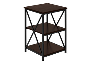Monarch Specialties Accent Table, Side, End, Nightstand, Lamp, Living Room, Bedroom, Brown Laminate, Black Metal, Contemporary, Modern Espresso,Black, Black Metal,Particle Board I 3598