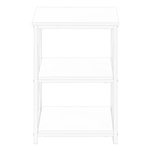 Monarch Specialties Accent Table, Side, End, Nightstand, Lamp, Living Room, Bedroom, White Laminate, White Metal, Contemporary, Modern White,White, White Metal,Particle Board I 3599