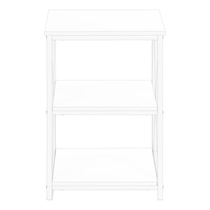 Monarch Specialties Accent Table, Side, End, Nightstand, Lamp, Living Room, Bedroom, White Laminate, White Metal, Contemporary, Modern White,White, White Metal,Particle Board I 3599