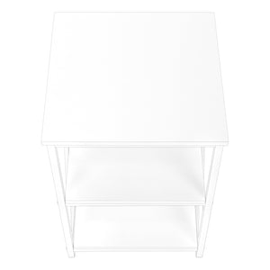 Monarch Specialties Accent Table, Side, End, Nightstand, Lamp, Living Room, Bedroom, White Laminate, White Metal, Contemporary, Modern White,White, White Metal,Particle Board I 3599