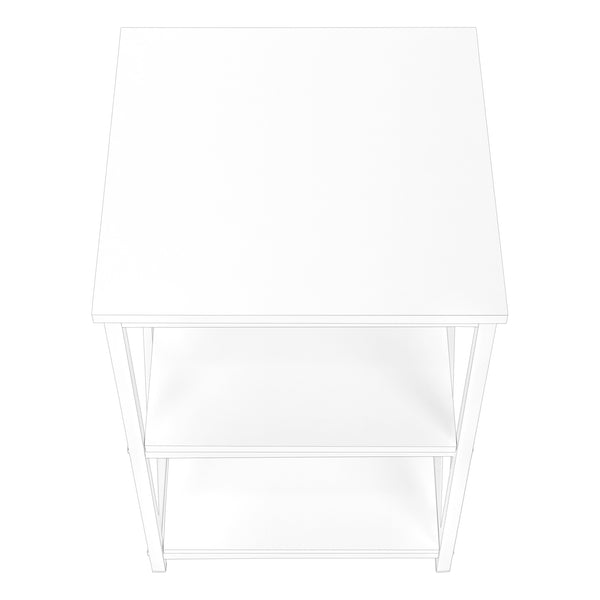 Monarch Specialties Accent Table, Side, End, Nightstand, Lamp, Living Room, Bedroom, White Laminate, White Metal, Contemporary, Modern White,White, White Metal,Particle Board I 3599