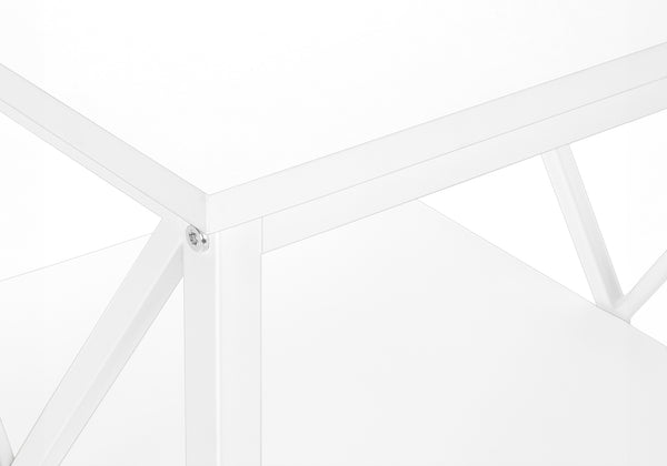 Monarch Specialties Accent Table, Side, End, Nightstand, Lamp, Living Room, Bedroom, White Laminate, White Metal, Contemporary, Modern White,White, White Metal,Particle Board I 3599