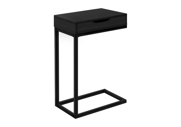 Monarch Specialties Accent Table, C-shaped, End, Side, Snack, Storage Drawer, Living Room, Bedroom, Black Laminate, Black Metal, Contemporary, Modern Black Metal,Particle Board I 3600