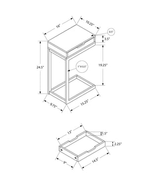 Monarch Specialties Accent Table, C-shaped, End, Side, Snack, Storage Drawer, Living Room, Bedroom, White Laminate, White Metal, Contemporary, Modern White Metal,Particle Board I 3601