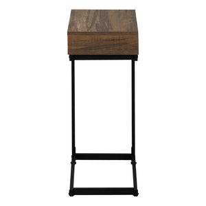 Monarch Specialties Accent Table, C-shaped, End, Side, Snack, Storage Drawer, Living Room, Bedroom, Brown Laminate, Black Metal, Contemporary, Modern Brown,Black, Black Metal,Particle Board I 3602