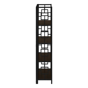 Monarch Specialties Bookshelf, Bookcase, Etagere, 4 Tier, 62"H, Office, Bedroom, Brown Laminate, Black Metal, Contemporary, Modern Espresso,Black, Black Metal,Particle Board I 3617