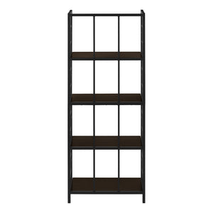 Monarch Specialties Bookshelf, Bookcase, Etagere, 4 Tier, 62"H, Office, Bedroom, Brown Laminate, Black Metal, Contemporary, Modern Espresso,Black, Black Metal,Particle Board I 3617