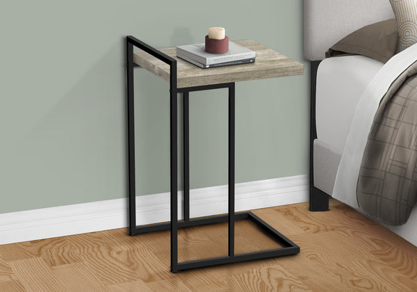 Monarch Specialties Accent Table, C-shaped, End, Side, Snack, Living Room, Bedroom, Beige Laminate, Black Metal, Contemporary, Modern Taupe Particle Board,Laminate,Metal I 3632