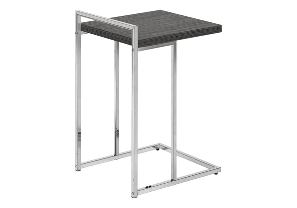 Monarch Specialties Accent Table, C-shaped, End, Side, Snack, Living Room, Bedroom, Grey Laminate, Chrome Metal, Contemporary, Modern Grey Particle Board,Laminate,Metal I 3637