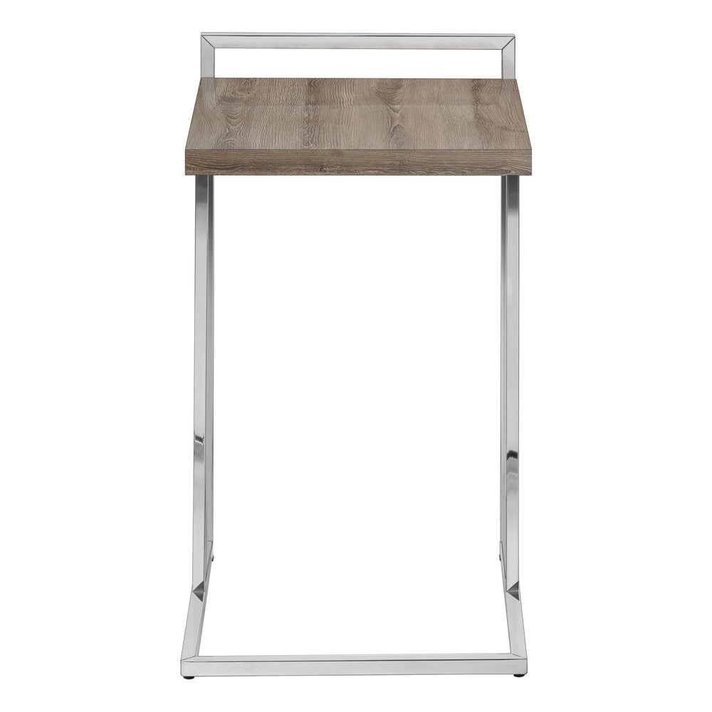 Monarch Specialties Accent Table, C-shaped, End, Side, Snack, Living Room, Bedroom, Brown Laminate, Chrome Metal, Contemporary, Modern Dark Taupe Particle Board,Laminate,Metal I 3638