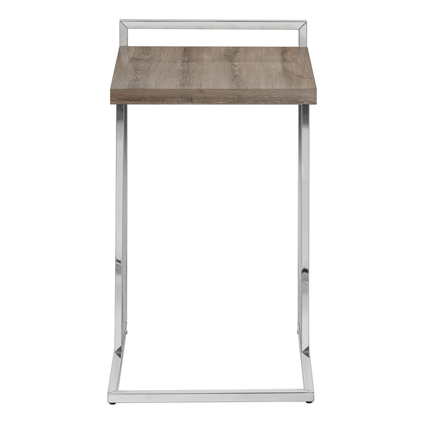 Monarch Specialties Accent Table, C-shaped, End, Side, Snack, Living Room, Bedroom, Brown Laminate, Chrome Metal, Contemporary, Modern Dark Taupe Particle Board,Laminate,Metal I 3638