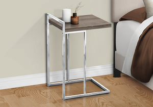Monarch Specialties Accent Table, C-shaped, End, Side, Snack, Living Room, Bedroom, Brown Laminate, Chrome Metal, Contemporary, Modern Dark Taupe Particle Board,Laminate,Metal I 3638