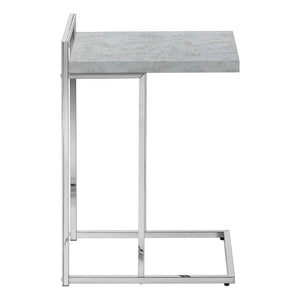 Monarch Specialties Accent Table, C-shaped, End, Side, Snack, Living Room, Bedroom, Grey Laminate, Chrome Metal, Contemporary, Modern Grey Particle Board,Laminate,Metal I 3639