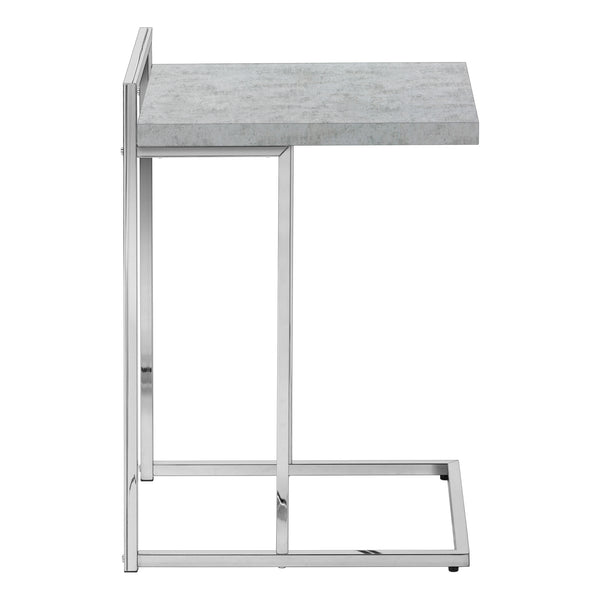 Monarch Specialties Accent Table, C-shaped, End, Side, Snack, Living Room, Bedroom, Grey Laminate, Chrome Metal, Contemporary, Modern Grey Particle Board,Laminate,Metal I 3639