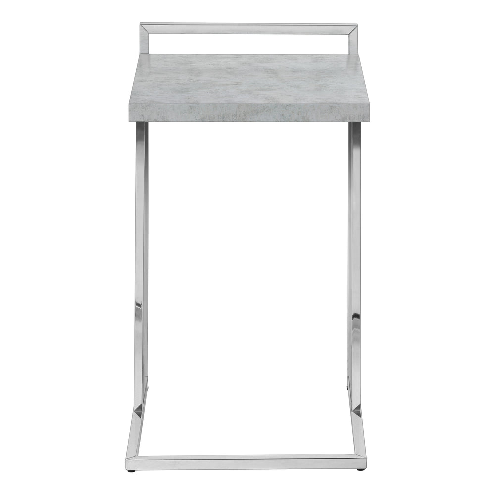 Monarch Specialties Accent Table, C-shaped, End, Side, Snack, Living Room, Bedroom, Grey Laminate, Chrome Metal, Contemporary, Modern Grey Particle Board,Laminate,Metal I 3639
