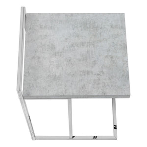 Monarch Specialties Accent Table, C-shaped, End, Side, Snack, Living Room, Bedroom, Grey Laminate, Chrome Metal, Contemporary, Modern Grey Particle Board,Laminate,Metal I 3639
