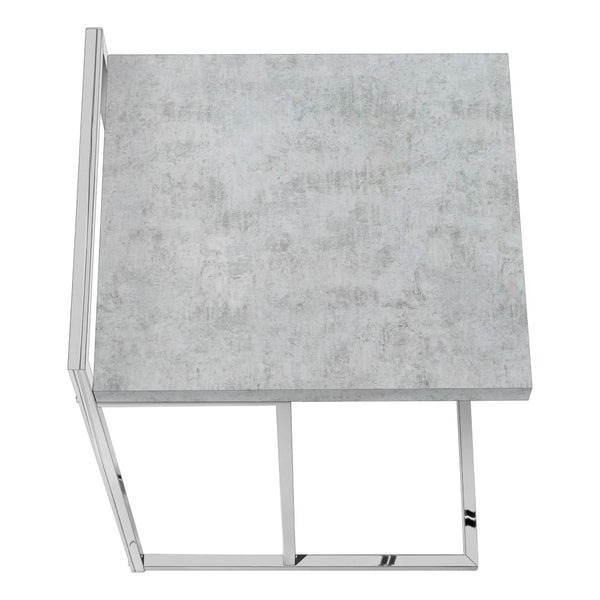 Monarch Specialties Accent Table, C-shaped, End, Side, Snack, Living Room, Bedroom, Grey Laminate, Chrome Metal, Contemporary, Modern Grey Particle Board,Laminate,Metal I 3639