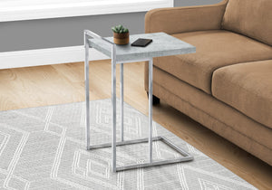 Monarch Specialties Accent Table, C-shaped, End, Side, Snack, Living Room, Bedroom, Grey Laminate, Chrome Metal, Contemporary, Modern Grey Particle Board,Laminate,Metal I 3639