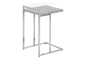 Monarch Specialties Accent Table, C-shaped, End, Side, Snack, Living Room, Bedroom, Grey Laminate, Chrome Metal, Contemporary, Modern Grey Particle Board,Laminate,Metal I 3639